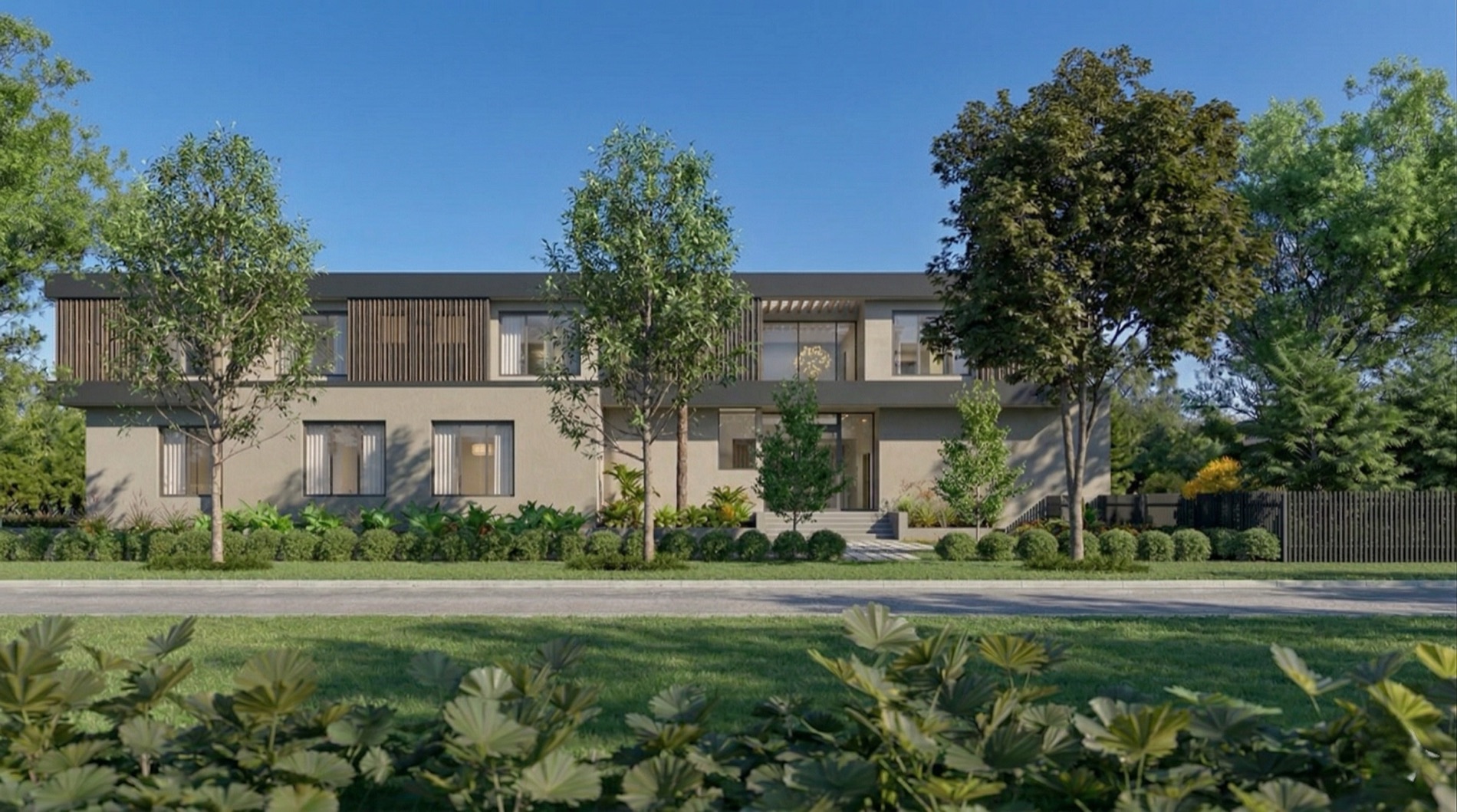 Casa Estia seen from SW 69 CT at midday