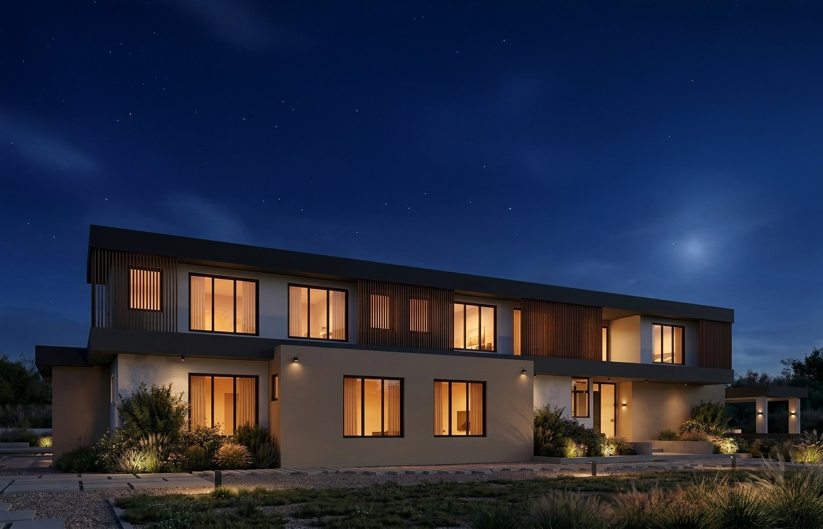 The residence at night