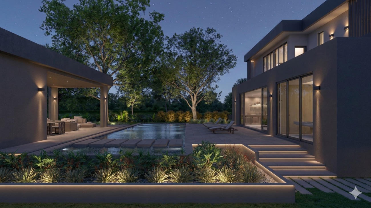 Covered terrace beside the pool