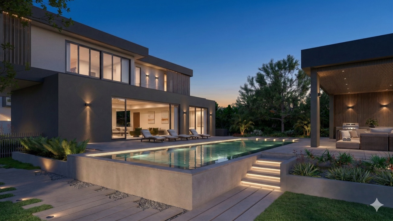Pool at dusk