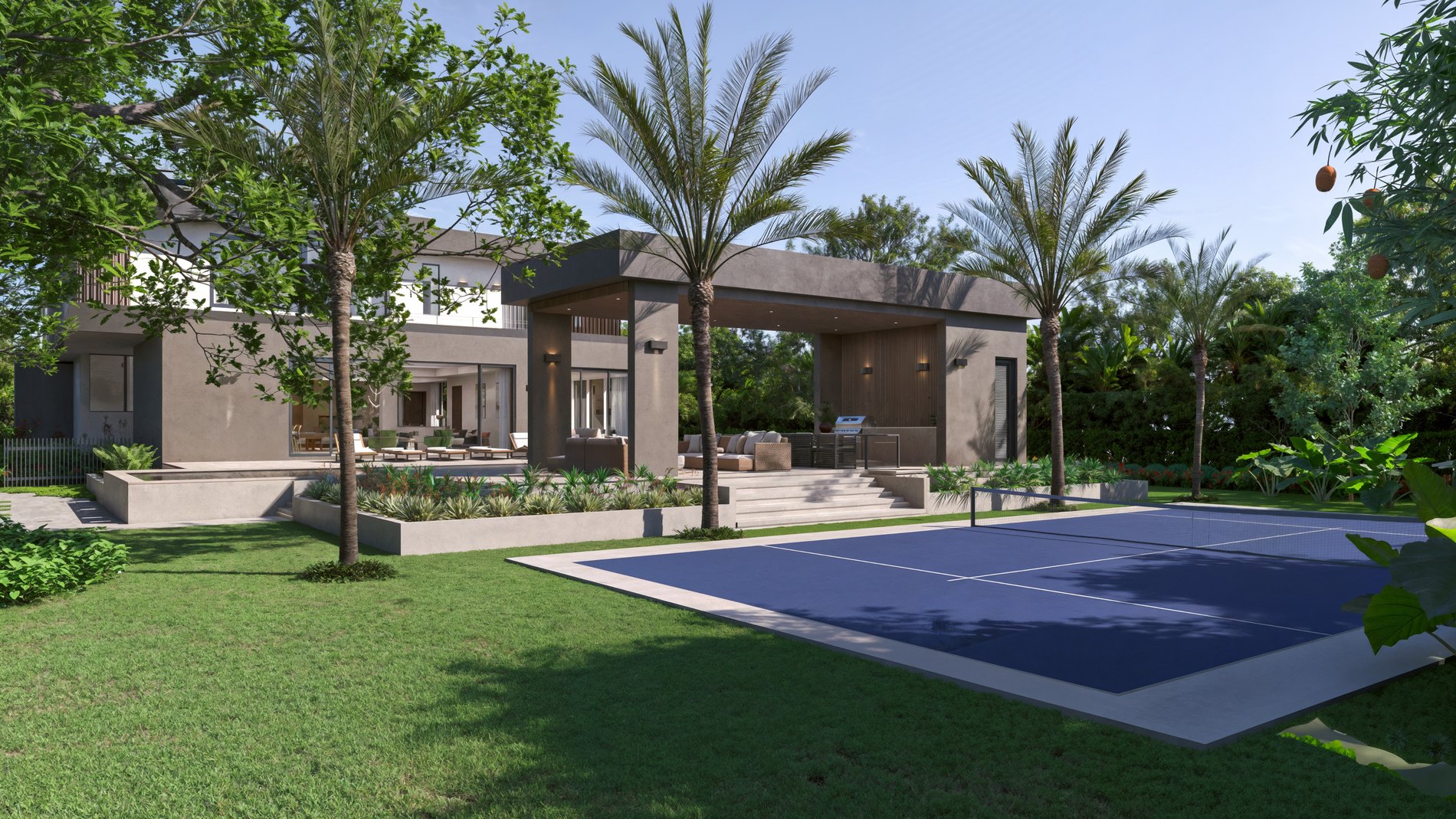 Sport court on the back lawn